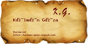 Kálmán Géza névjegykártya