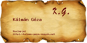 Kálmán Géza névjegykártya